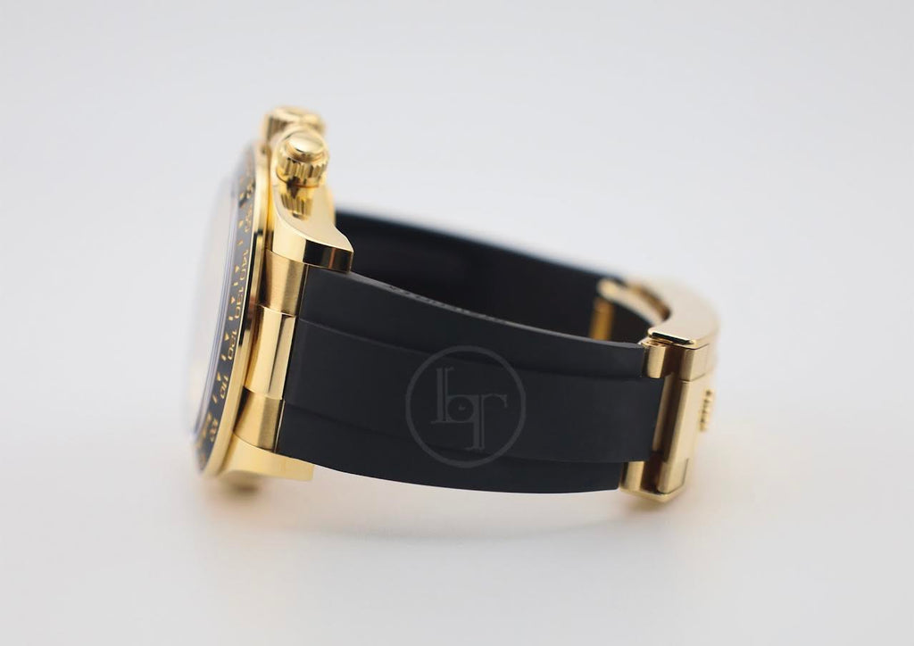 Rolex Yellow Gold Cosmograph Daytona Watch - Black Cerachrom Bezel - White Index Dial - Oysterflex Strap - 126518ln wiof