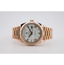 Load image into Gallery viewer, Rolex Day-Date 40 Rose Gold White Roman Dial &amp; Fluted Bezel President Bracelet 228235 -