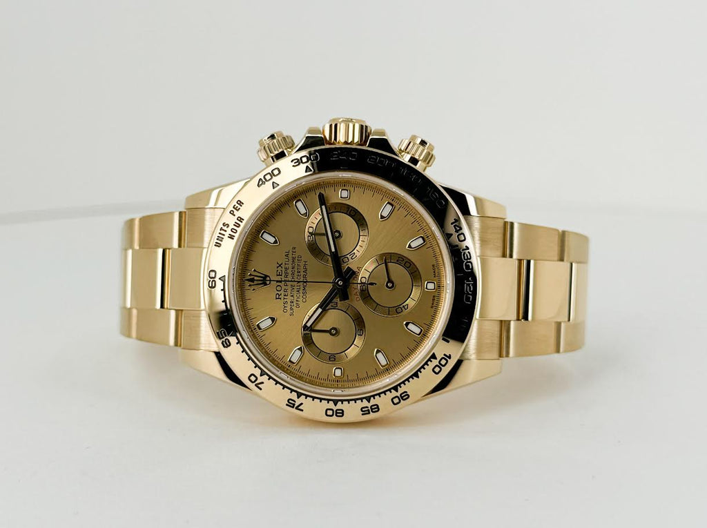 Rolex Daytona Yellow Gold Champagne Index Dial Yellow Gold Bezel Oyster Bracelet 116508