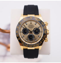 Load image into Gallery viewer, Rolex Daytona Yellow Gold Champagne/Black Index Dial Ceramic Bezel Oysterflex Rubber Bracelet 116518LN
