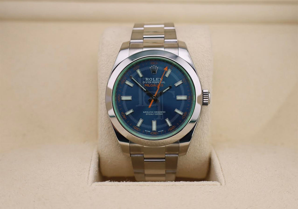 Rolex Milgauss Green Crystal Stainless Steel Blue Dial & Bezel Oyster Bracelet 116400GV