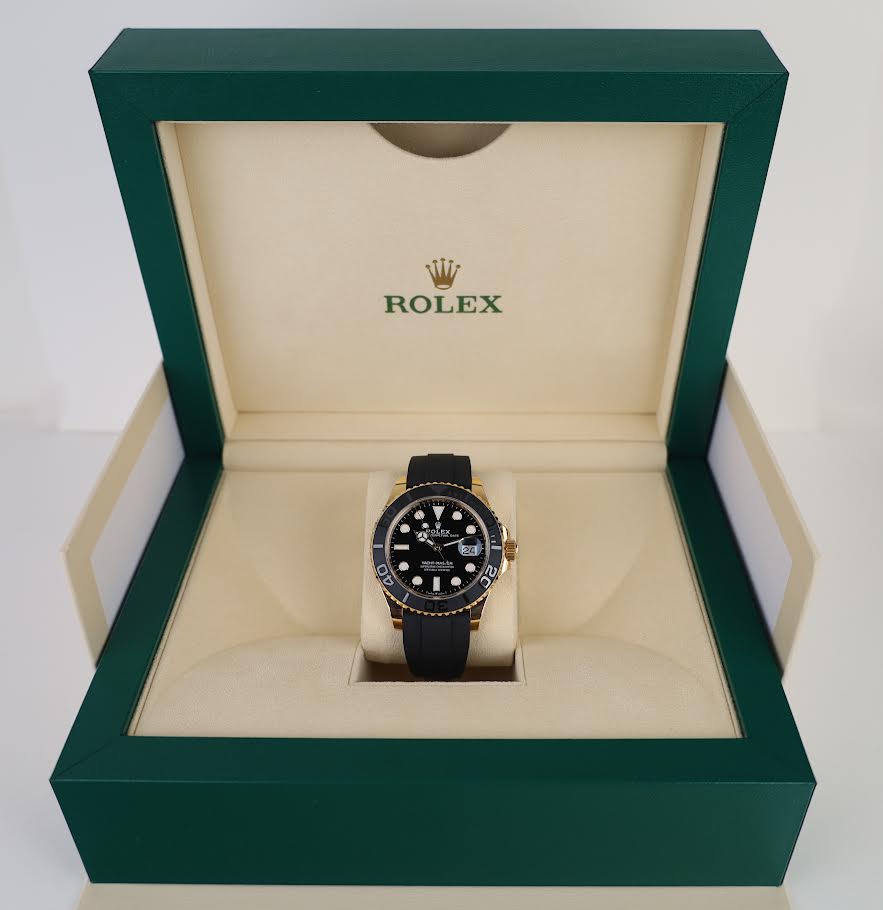 Rolex Yacht-Master 42 Yellow Gold Watch - Black Dial - Oysterflex Strap - 226658