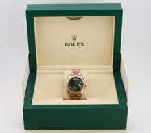 Load image into Gallery viewer, Rolex Day-Date 40 Rose Gold Olive Green Roman Dial &amp; Fluted Bezel President Bracelet 228235 -