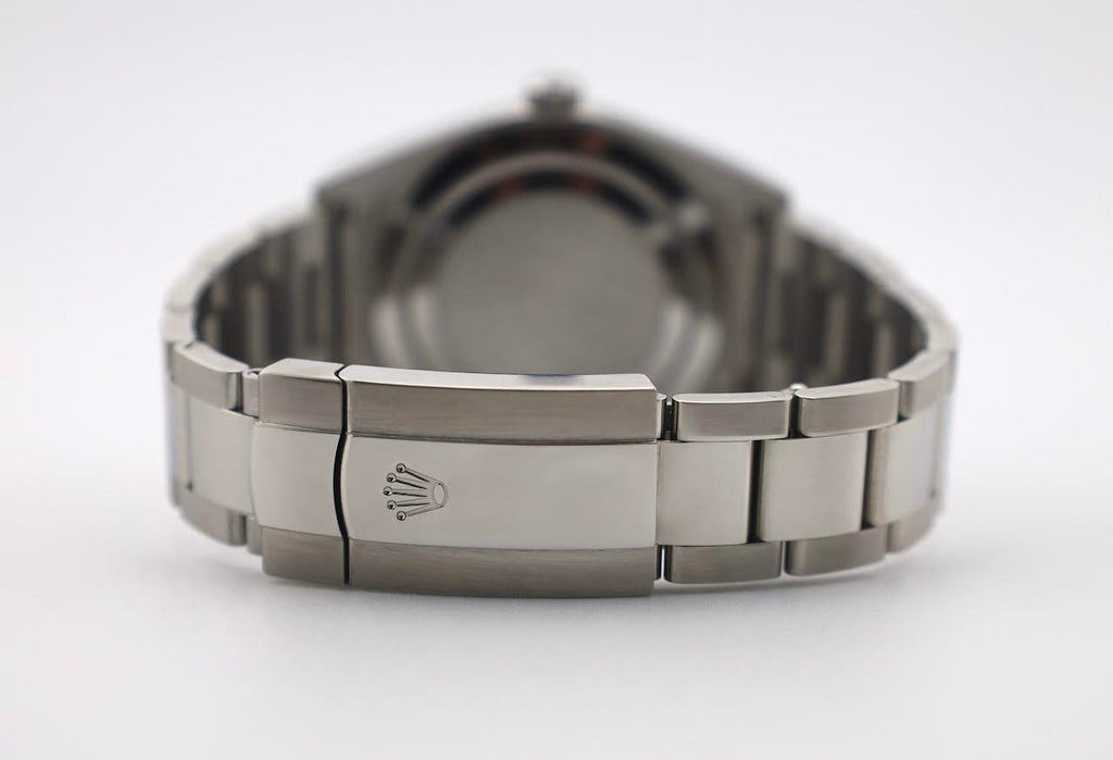 Rolex Steel Oyster Perpetual 39 Watch - Domed Bezel - Black Index Dial - 114300