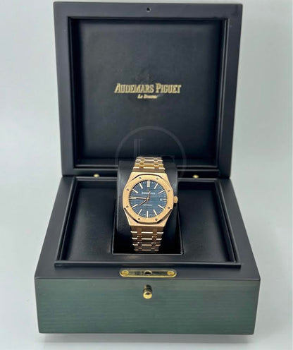 Audemars Piguet Royal Oak Selfwinding Rose Gold 41mm Blue Index Bracelet Watch - 15400OR.OO.1220OR.03