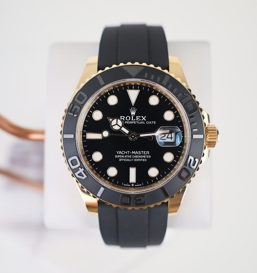 Rolex Yacht-Master 42 Yellow Gold Watch - Black Dial - Oysterflex Strap - 226658
