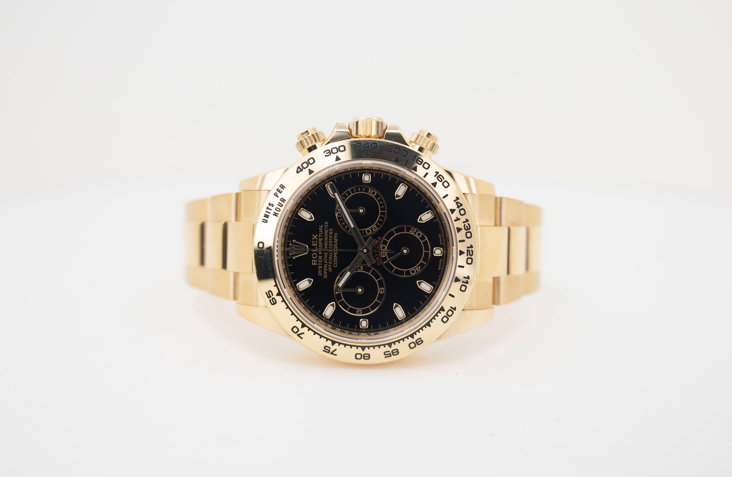 Rolex Daytona Yellow Gold Black Index Dial Yellow Gold Bezel Oyster Bracelet 116508