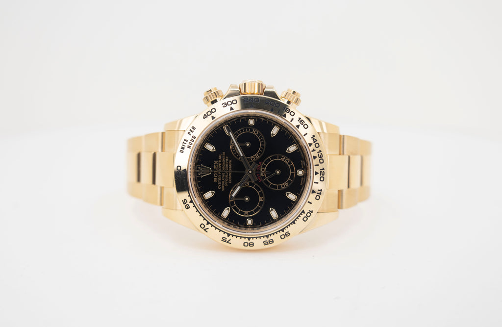 Rolex Daytona Yellow Gold Black Index Dial Yellow Gold Bezel Oyster Bracelet 116508