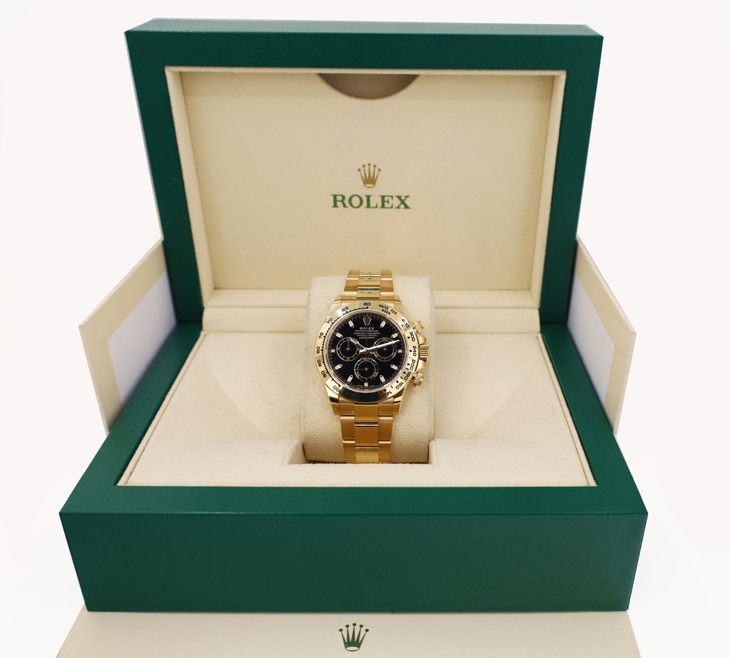 Rolex Daytona Yellow Gold Black Index Dial Yellow Gold Bezel Oyster Bracelet 116508