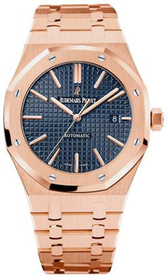 Audemars Piguet Royal Oak Selfwinding Rose Gold 41mm Blue Index Bracelet Watch - 15400OR.OO.1220OR.03