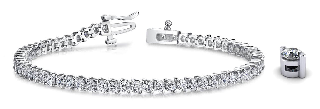 2 Prong Set Round Diamond Tennis Bracelet with 10.08 ct.(finished) 3.9mm - Luxury Time NYC