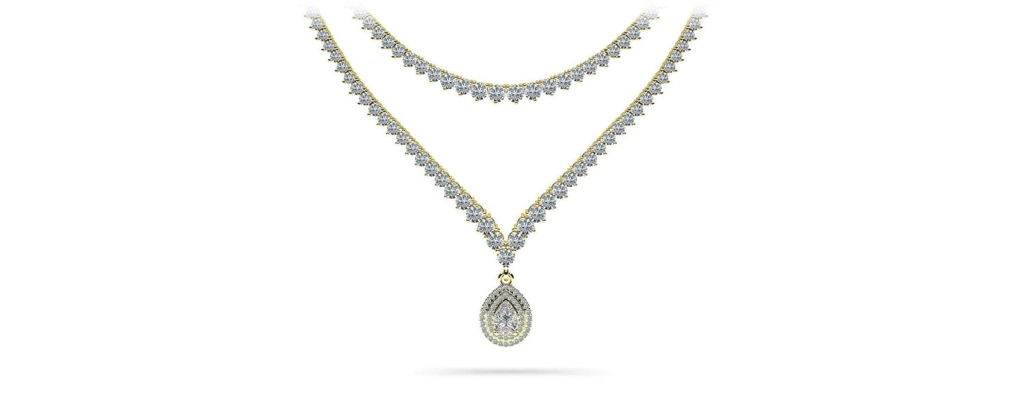 3 Prong Double Strand V Drop Diamond Lab - Grown Diamond Necklace with 14.64 ct.(finished) - Luxury Time NYC