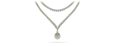 3 Prong Double Strand V Drop Diamond Lab - Grown Diamond Necklace with 14.64 ct.(finished) - Luxury Time NYC