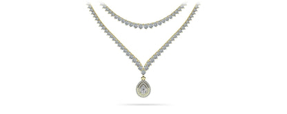 3 Prong Double Strand V Drop Diamond Lab - Grown Diamond Necklace with 14.64 ct.(finished) - Luxury Time NYC