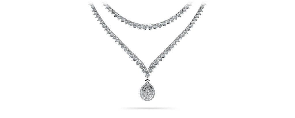 3 Prong Double Strand V Drop Diamond Lab - Grown Diamond Necklace with 14.64 ct.(finished) - Luxury Time NYC