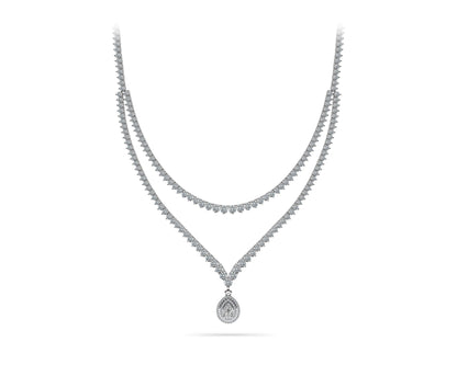 3 Prong Double Strand V Drop Diamond Lab - Grown Diamond Necklace with 14.64 ct.(finished) - Luxury Time NYC