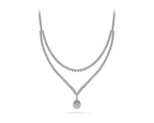 Load image into Gallery viewer, 3 Prong Double Strand V Drop Diamond Lab - Grown Diamond Necklace with 14.64 ct.(finished) - Luxury Time NYC