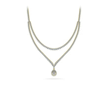 Load image into Gallery viewer, 3 Prong Double Strand V Drop Diamond Necklace with 14.64 ct.(finished) - Luxury Time NYC