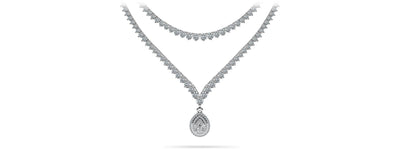 3 Prong Double Strand V Drop Diamond Necklace with 14.64 ct.(finished) - Luxury Time NYC