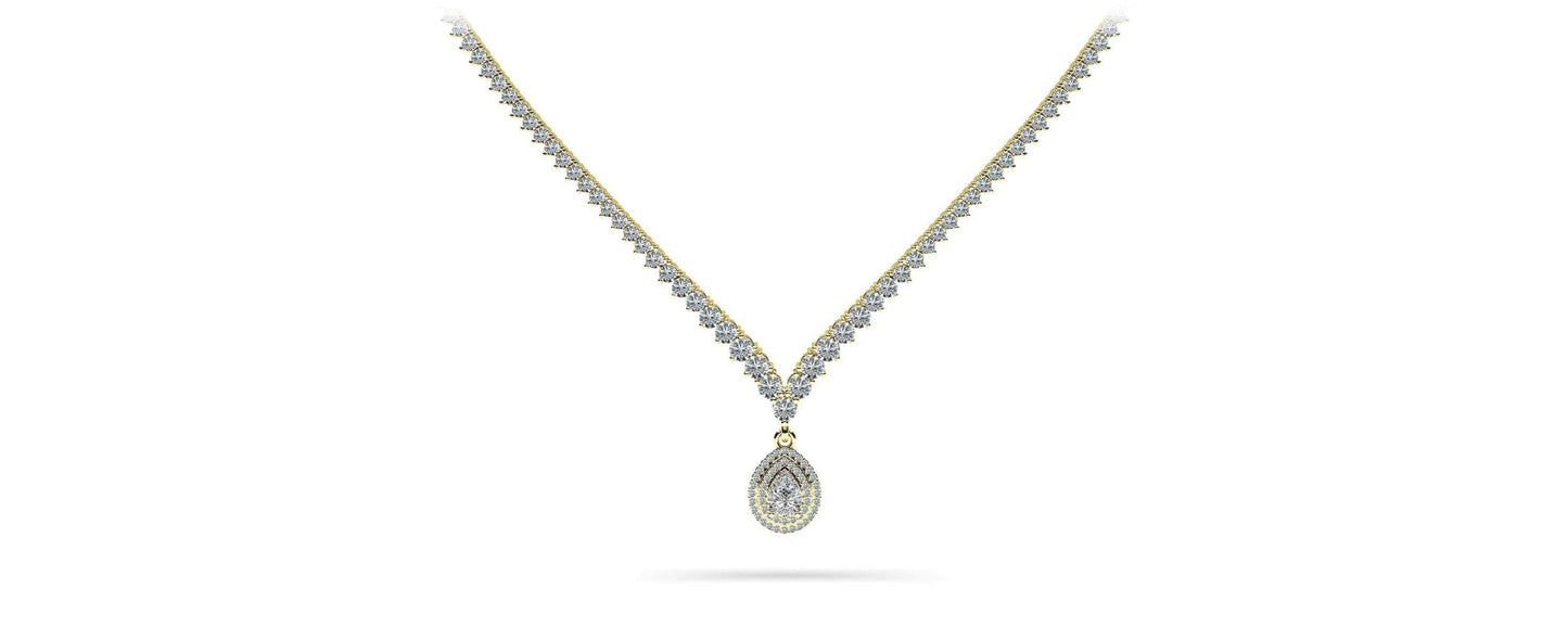3 Prong Graduated V Diamond Lab - Grown Diamond Necklace with 11.06 ct.(finished) - Luxury Time NYC
