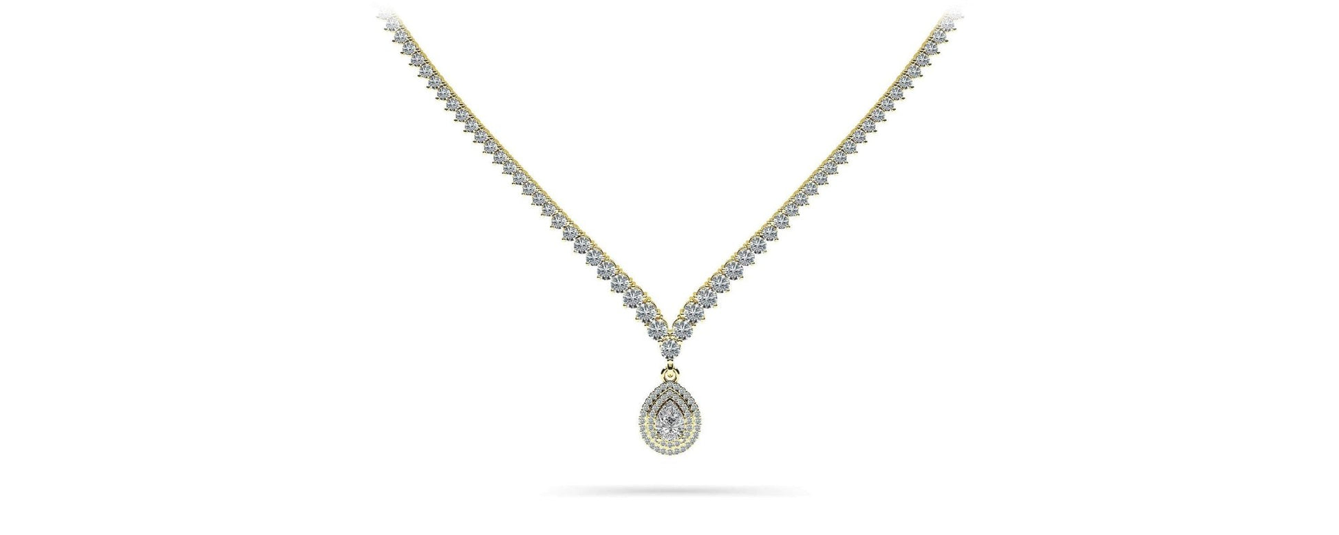 3 Prong Graduated V Diamond Lab - Grown Diamond Necklace with 11.06 ct.(finished) - Luxury Time NYC