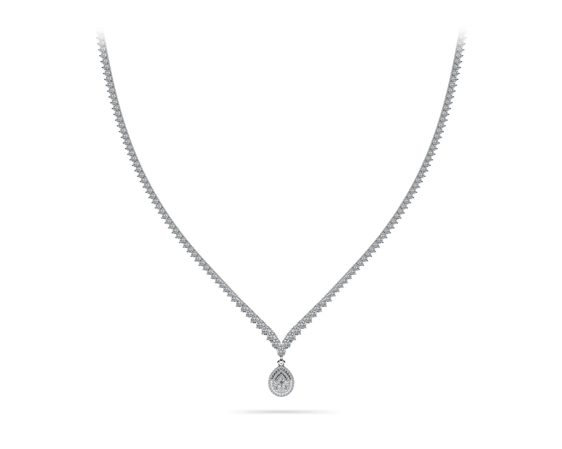 3 Prong Graduated V Diamond Lab - Grown Diamond Necklace with 11.06 ct.(finished) - Luxury Time NYC