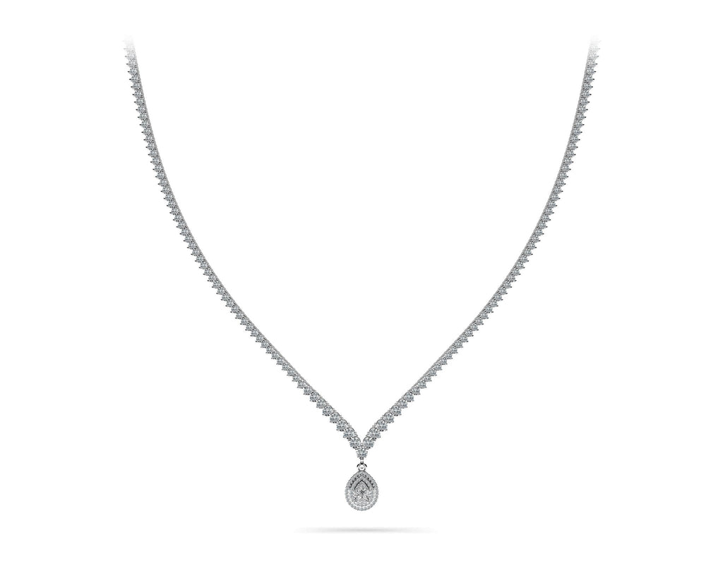 3 Prong Graduated V Diamond Lab - Grown Diamond Necklace with 11.06 ct.(finished) - Luxury Time NYC