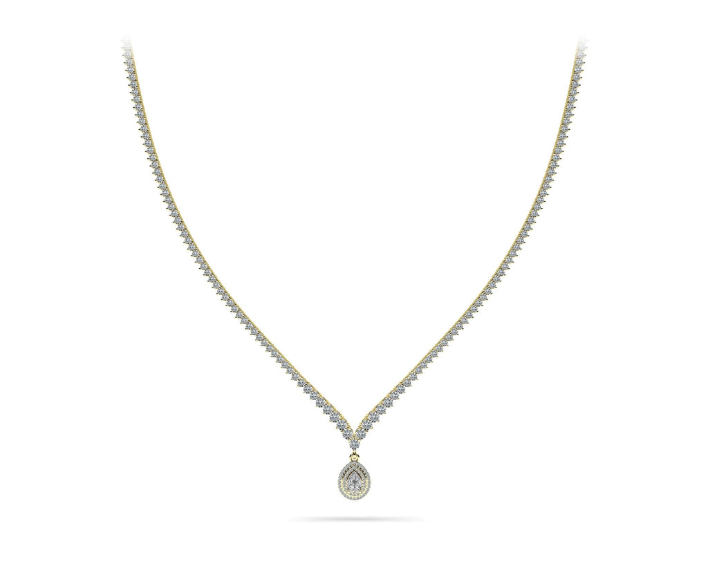 3 Prong Graduated V Diamond Lab - Grown Diamond Necklace with 11.06 ct.(finished) - Luxury Time NYC