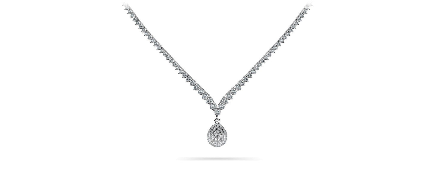 3 Prong Graduated V Diamond Lab - Grown Diamond Necklace with 11.06 ct.(finished) - Luxury Time NYC