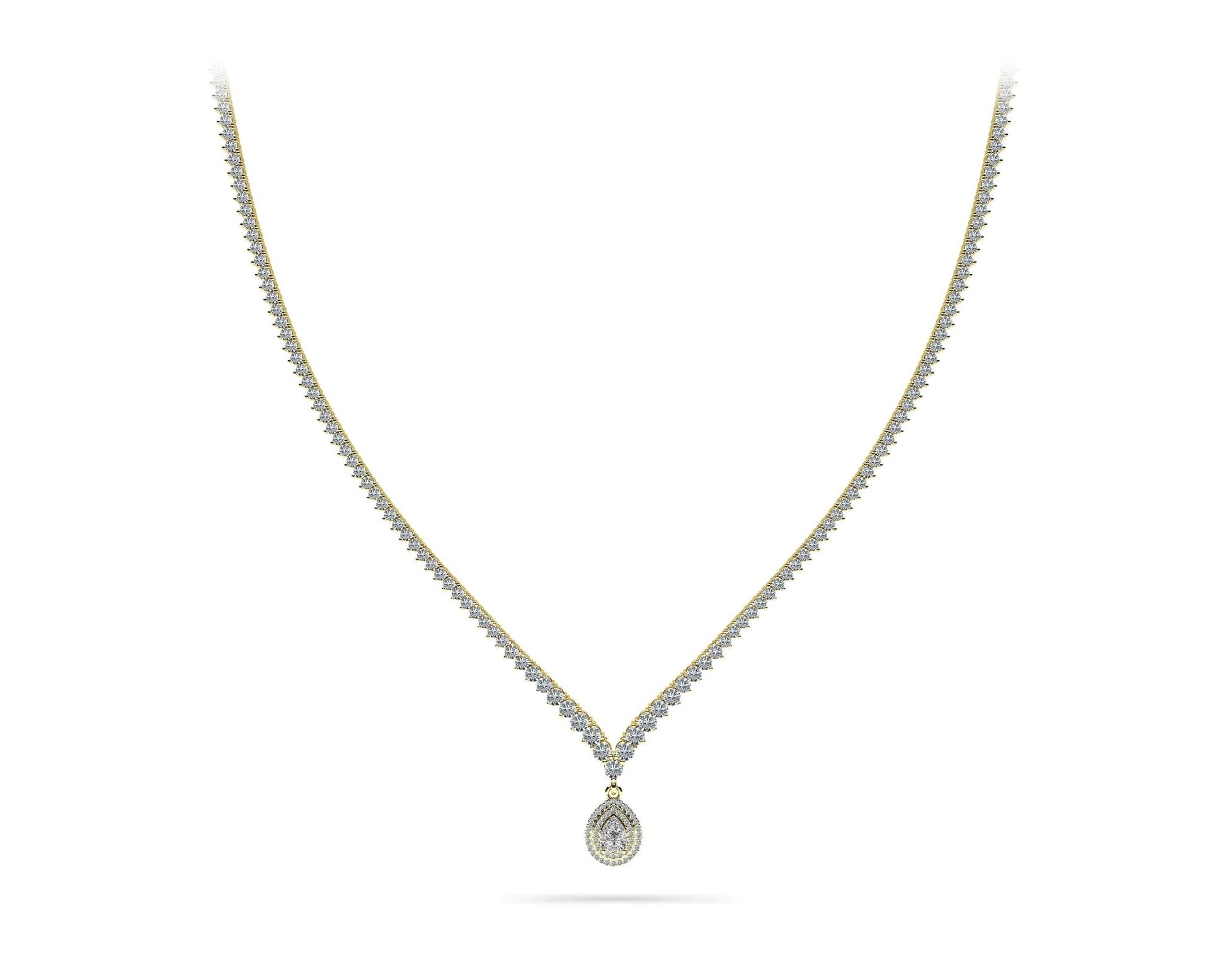 3 Prong Graduated V Diamond Lab - Grown Diamond Necklace with 9.54 ct.(finished) - Luxury Time NYC