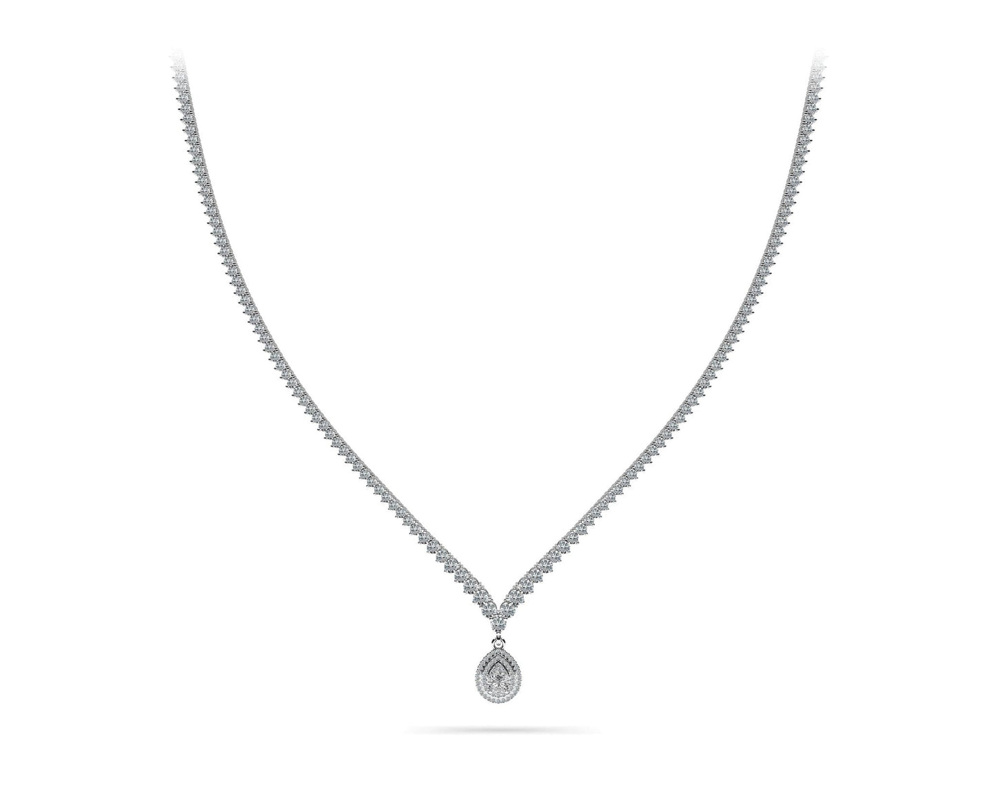 3 Prong Graduated V Diamond Necklace with 9.54 ct.(finished) - Luxury Time NYC