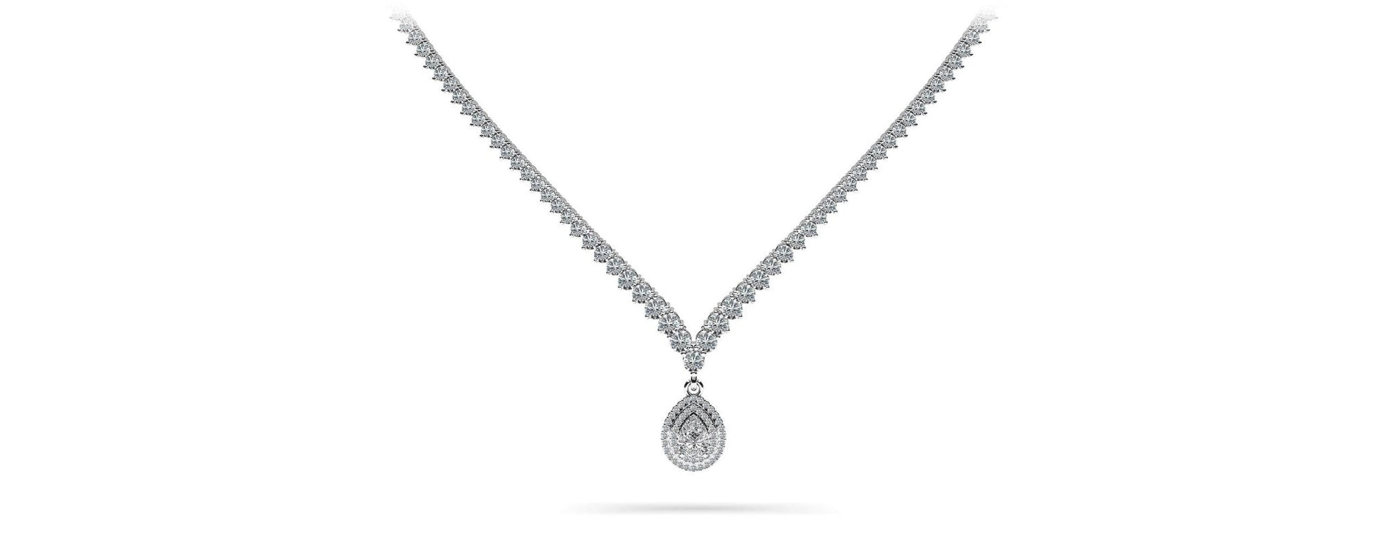 3 Prong Graduated V Diamond Necklace with 9.54 ct.(finished) - Luxury Time NYC