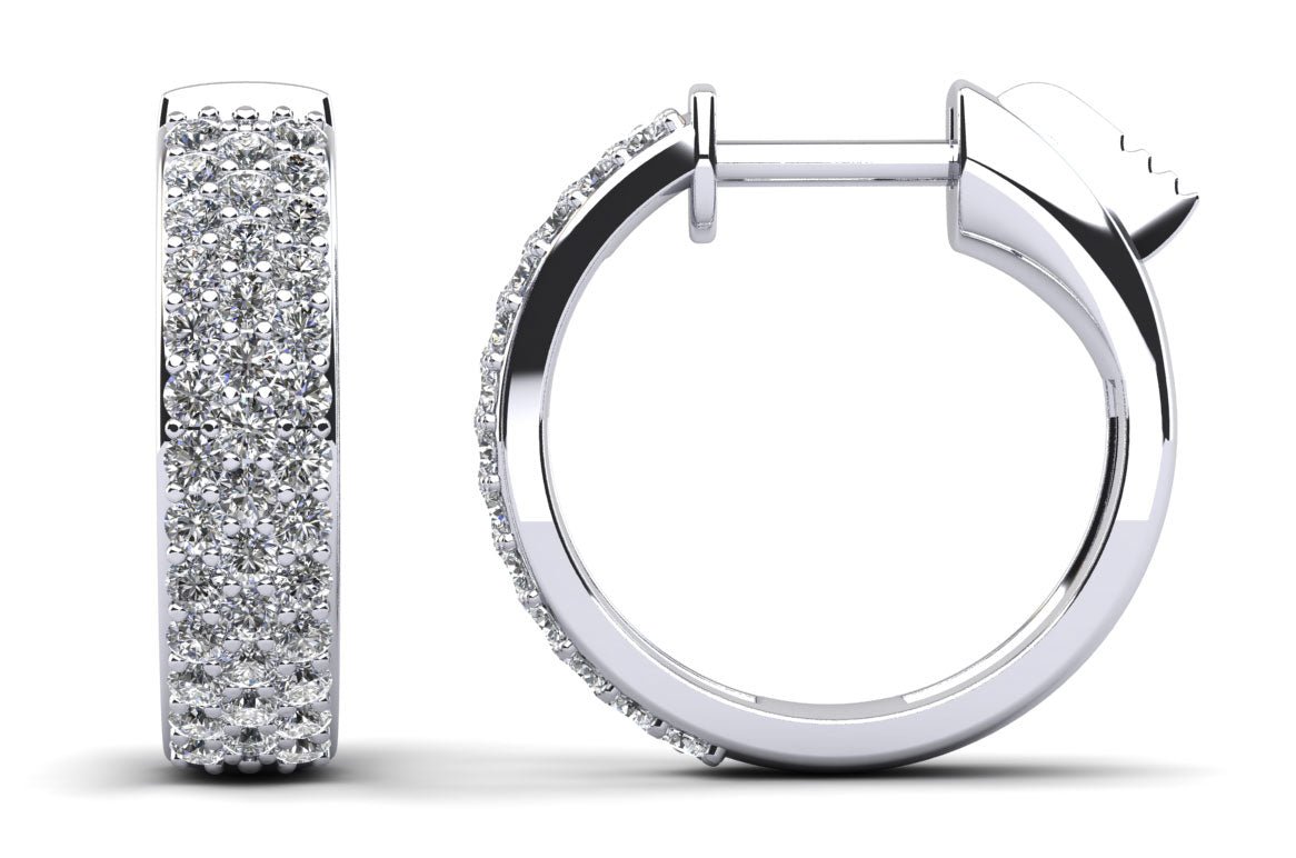 3 Row Huggie Diamond Hoop Earrings with 0.61 ct.(finished) 1.2mm - Luxury Time NYC