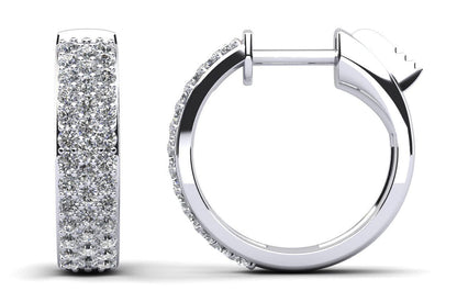 3 Row Huggie Diamond Hoop Earrings with 0.61 ct.(finished) 1.2mm - Luxury Time NYC