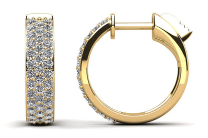 3 Row Huggie Diamond Hoop Earrings with 0.61 ct.(finished) 1.2mm - Luxury Time NYC