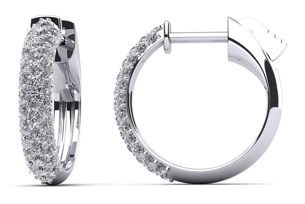 3 Rows Brilliant Cut Huggie Diamond Hoops Diamond with 0.59 ct.(finished) 1.2mm - Luxury Time NYC