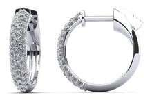 Load image into Gallery viewer, 3 Rows Brilliant Cut Huggie Diamond Hoops Diamond with 0.59 ct.(finished) 1.2mm - Luxury Time NYC