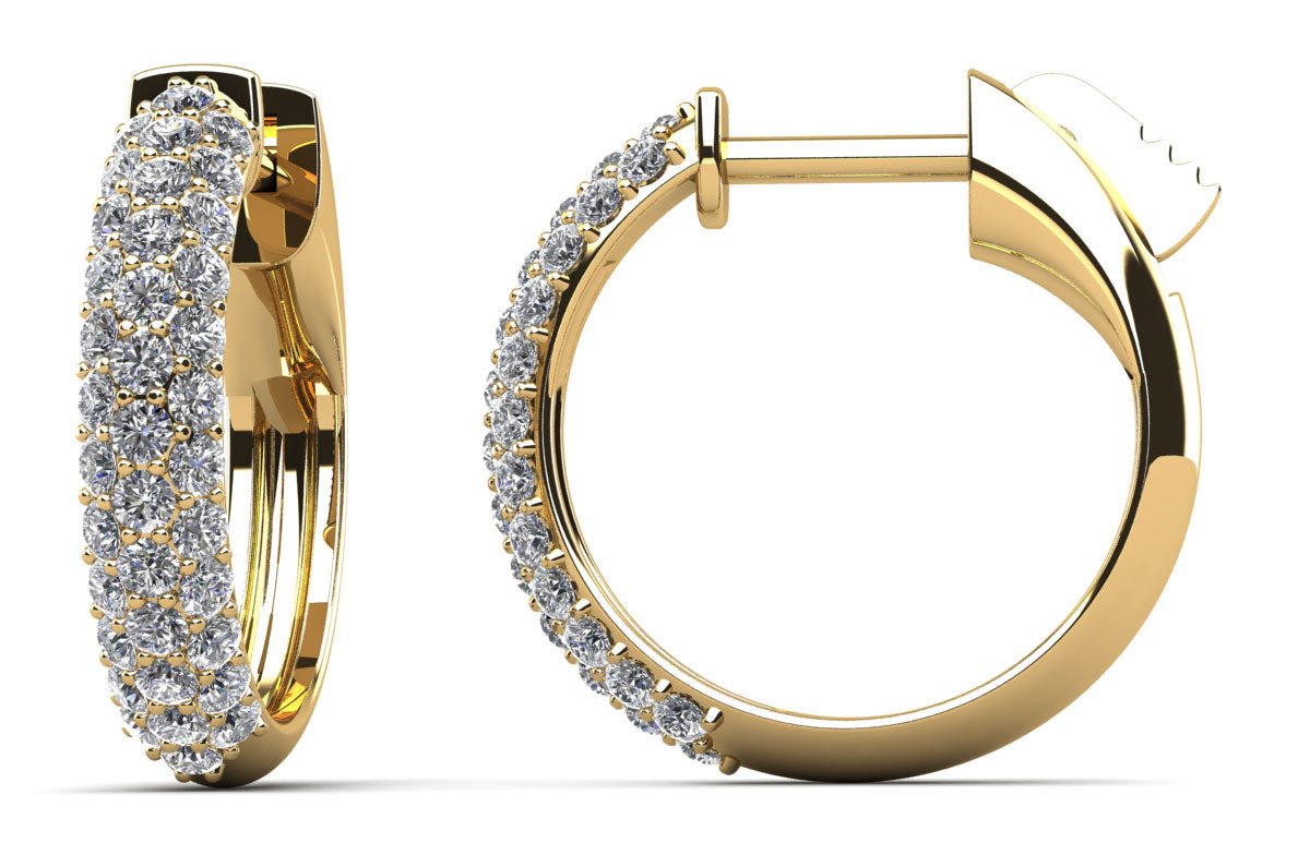 3 Rows Brilliant Cut Huggie Diamond Hoops Lab - Grown Diamond with 0.59 ct.(finished) 1.2mm - Luxury Time NYC