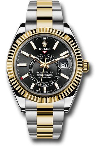 Rolex Sky-Dweller Yellow Gold/Steel Black Index Dial Fluted Bezel Oyster Bracelet 326933