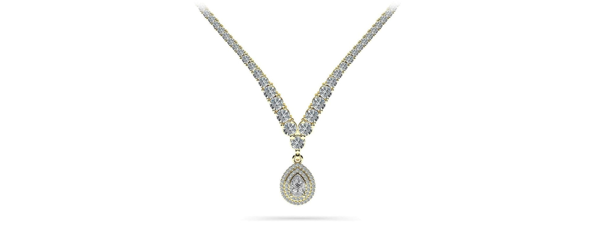 4 Prong Double Strand V Drop Diamond Lab - Grown Diamond Necklace with 13.12 ct.(finished) - Luxury Time NYC