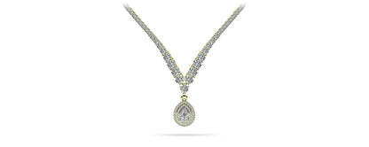 4 Prong Double Strand V Drop Diamond Lab - Grown Diamond Necklace with 13.12 ct.(finished) - Luxury Time NYC