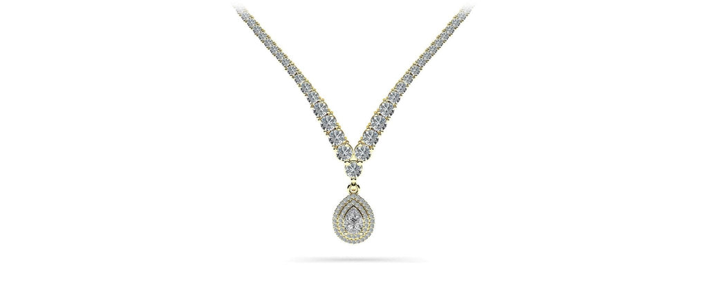 4 Prong Double Strand V Drop Diamond Lab - Grown Diamond Necklace with 13.12 ct.(finished) - Luxury Time NYC