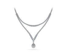 Load image into Gallery viewer, 4 Prong Double Strand V Drop Diamond Lab - Grown Diamond Necklace with 13.12 ct.(finished) - Luxury Time NYC