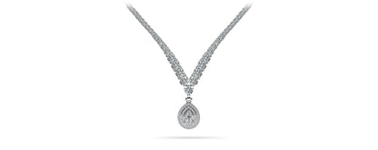 4 Prong Double Strand V Drop Diamond Lab - Grown Diamond Necklace with 13.12 ct.(finished) - Luxury Time NYC