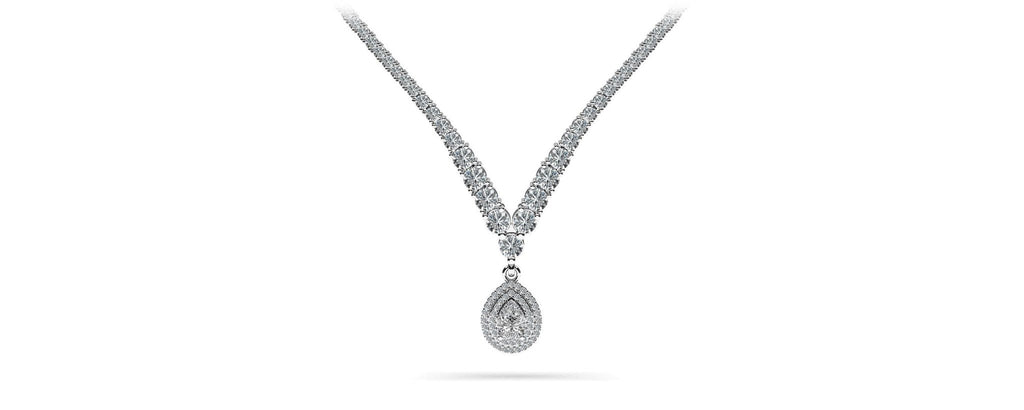 4 Prong Double Strand V Drop Diamond Lab - Grown Diamond Necklace with 13.12 ct.(finished) - Luxury Time NYC