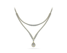 Load image into Gallery viewer, 4 Prong Double Strand V Drop Diamond Necklace with 13.12 ct.(finished) - Luxury Time NYC