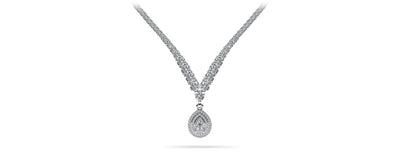 4 Prong Double Strand V Drop Diamond Necklace with 13.12 ct.(finished) - Luxury Time NYC