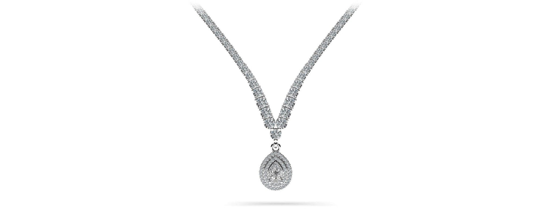 4 Prong Graduated V Diamond Lab - Grown Diamond Necklace with 8.19 ct.(finished) - Luxury Time NYC