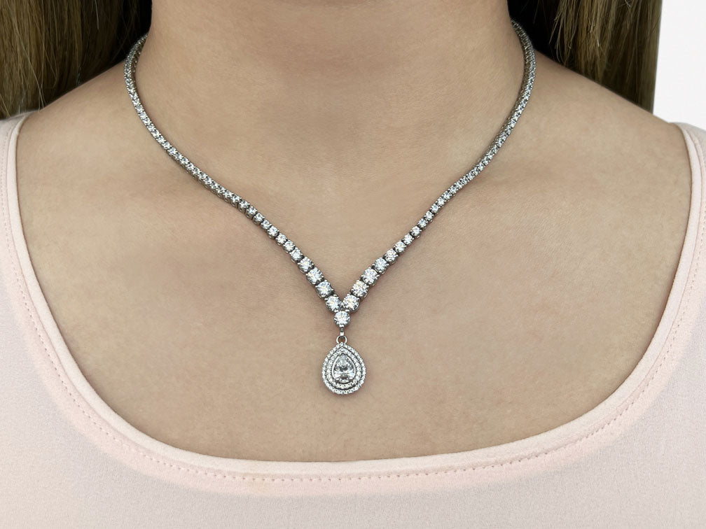 4 Prong Graduated V Diamond Lab - Grown Diamond Necklace with 8.19 ct.(finished) - Luxury Time NYC