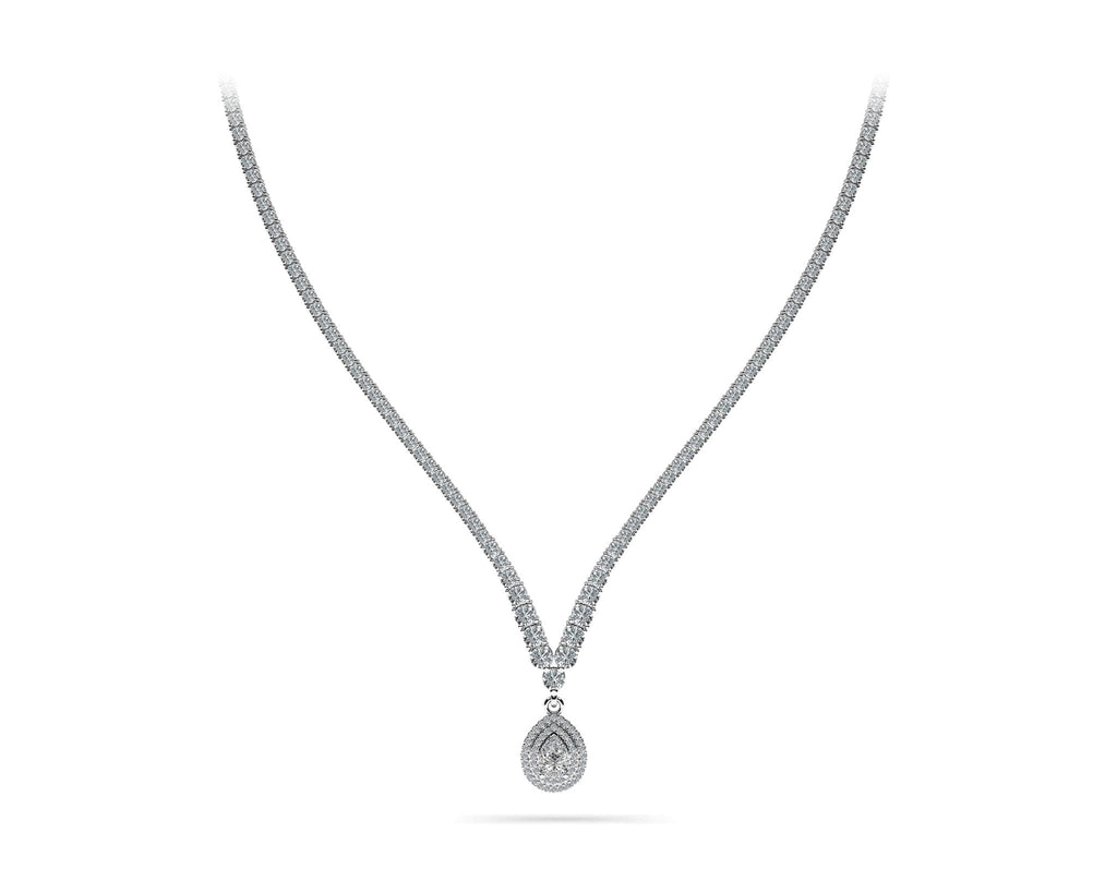 4 Prong Graduated V Diamond Lab - Grown Diamond Necklace with 8.19 ct.(finished) - Luxury Time NYC